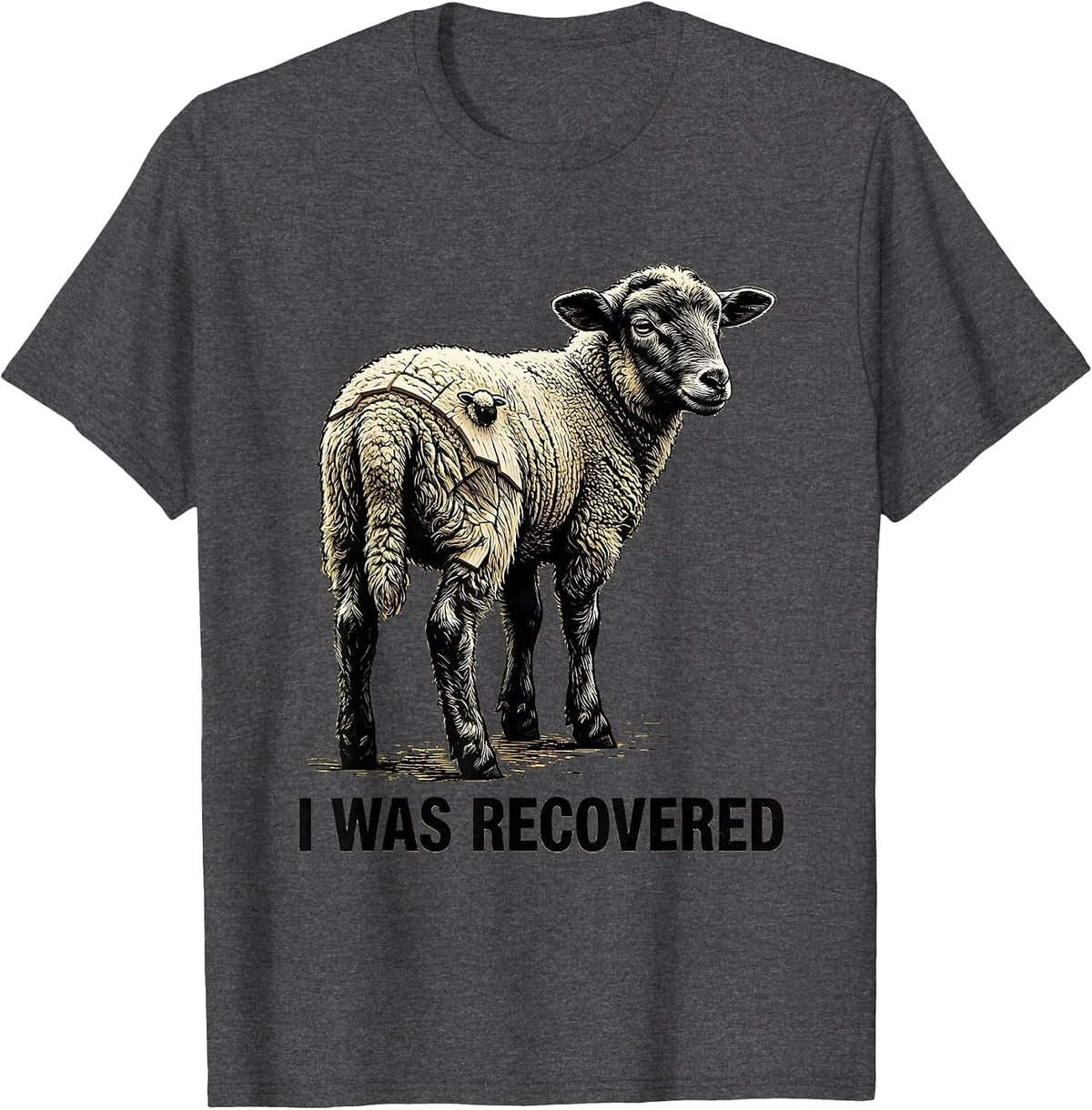 I Was Recovered Faith Psalm 23 Lost Sheep Minimalist T-Shirt - Dark Heather Grey