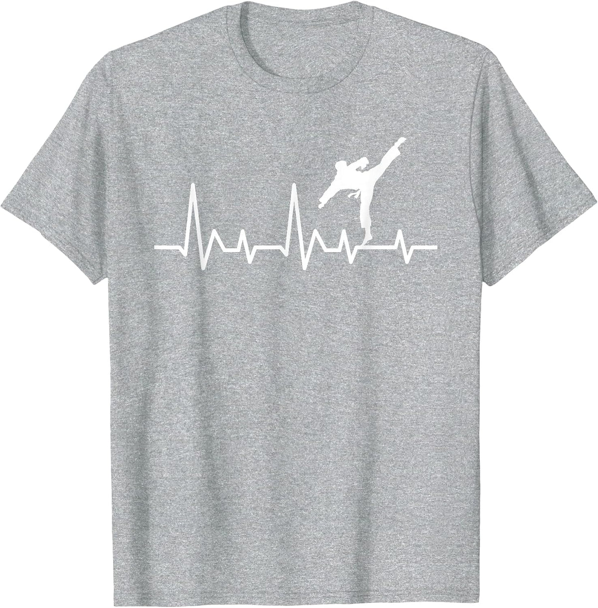 Karate Heartbeat - Martial Arts Coach Karateka Taekwondo T-Shirt - Heather Grey