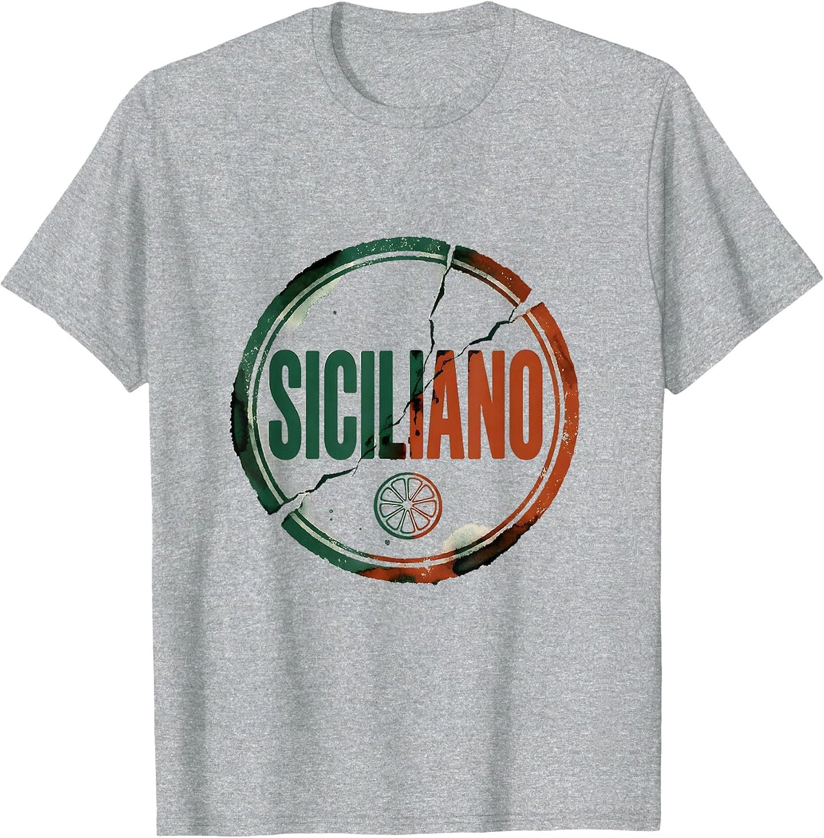 Men's Siciliano Rubber Stamp Italian Heritage Family Pride T-Shirt - Heather Grey