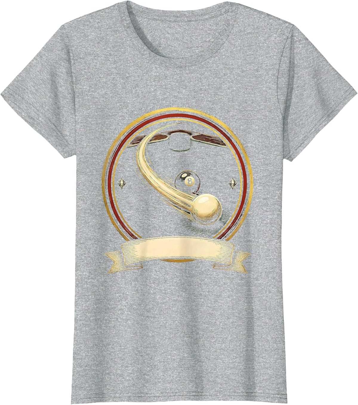 Women's Sealed Cue Ball Pocket Shot Pool Player Humor T-Shirt - Heather Grey