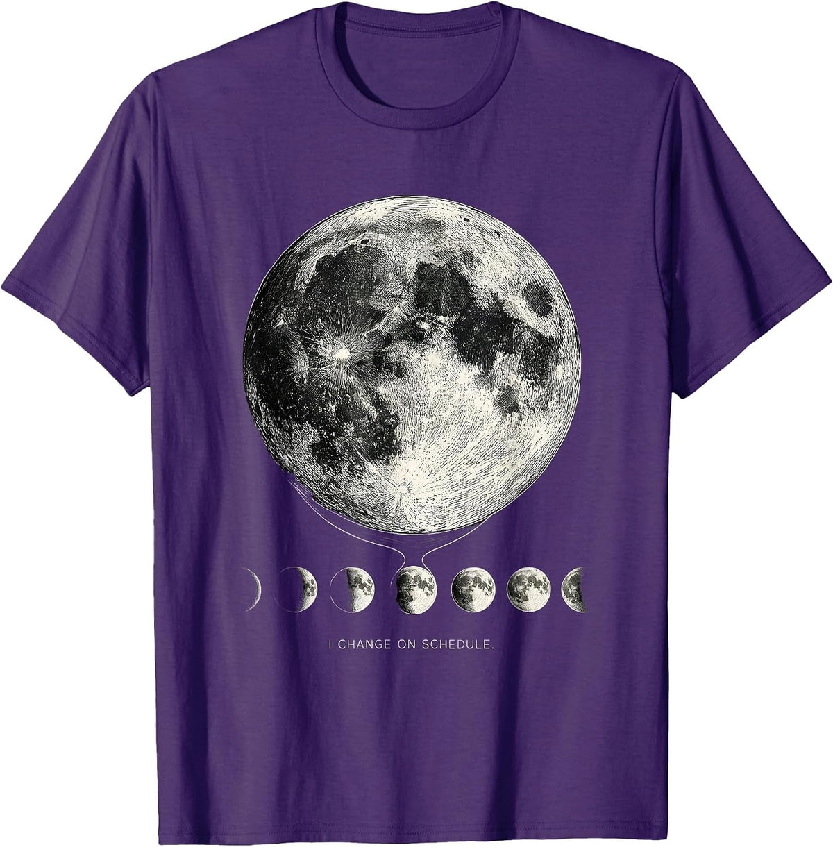 I Change On Schedule Line Art Astronomy Moon Phase Lunar T-Shirt - Purple