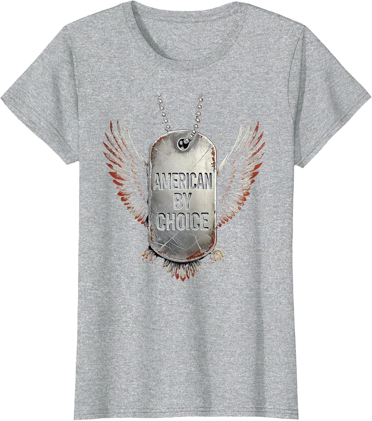 American By Choice Memorial Day Patriotic Design T-Shirt - Heather Grey