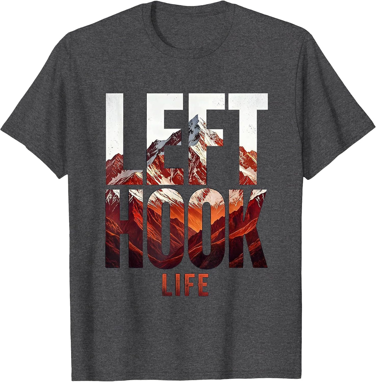 Left Hook Life Boxing Graphic Design T-Shirt - Dark Heather Grey