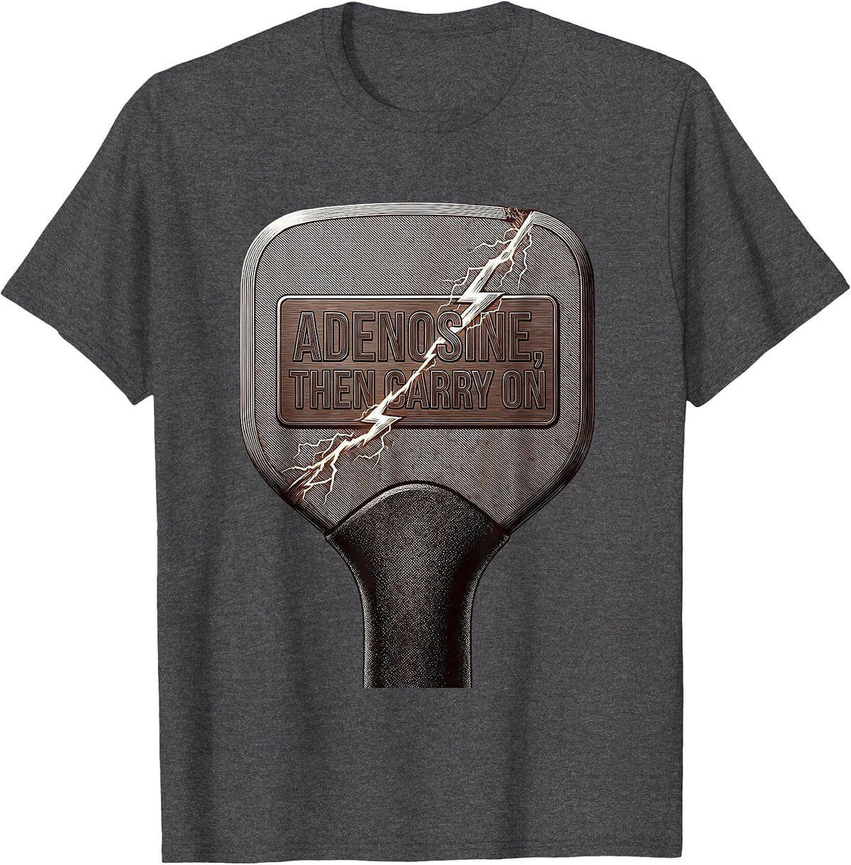 Men's Adenosine, Then Carry On Funny Cardiology Cardiac Nurse T-Shirt - Dark Heather Grey