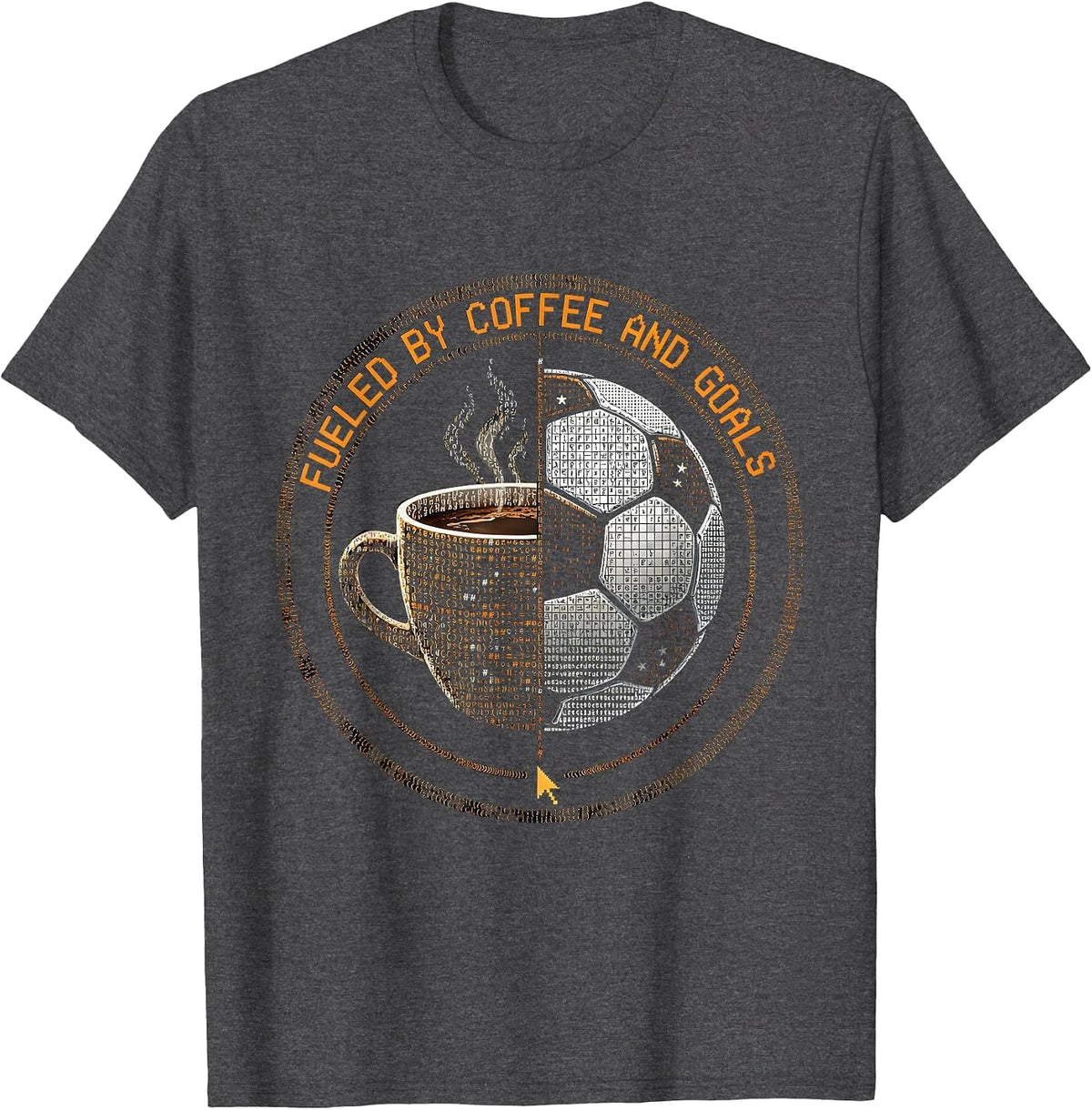 Men's Fueled by Coffee and Goals Soccer Dad Design T-Shirt - Dark Heather Grey