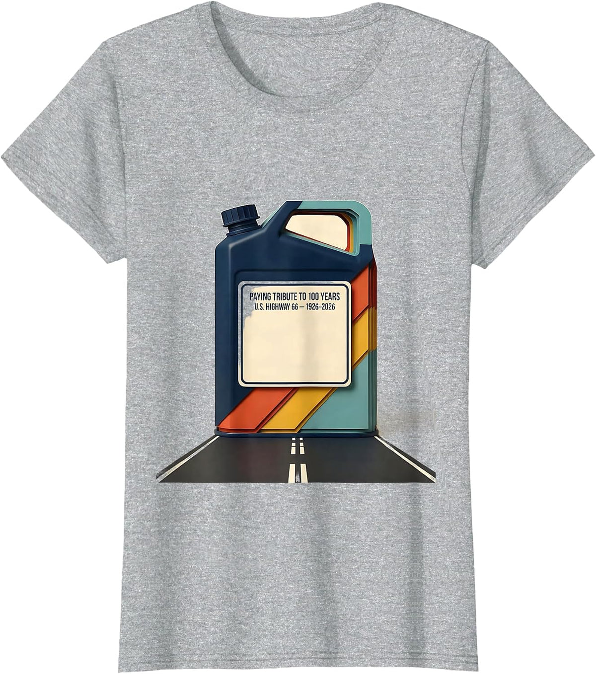 Paying Tribute To 100 Years — U.S. Highway 66 — 1926-2026 T-Shirt - Heather Grey