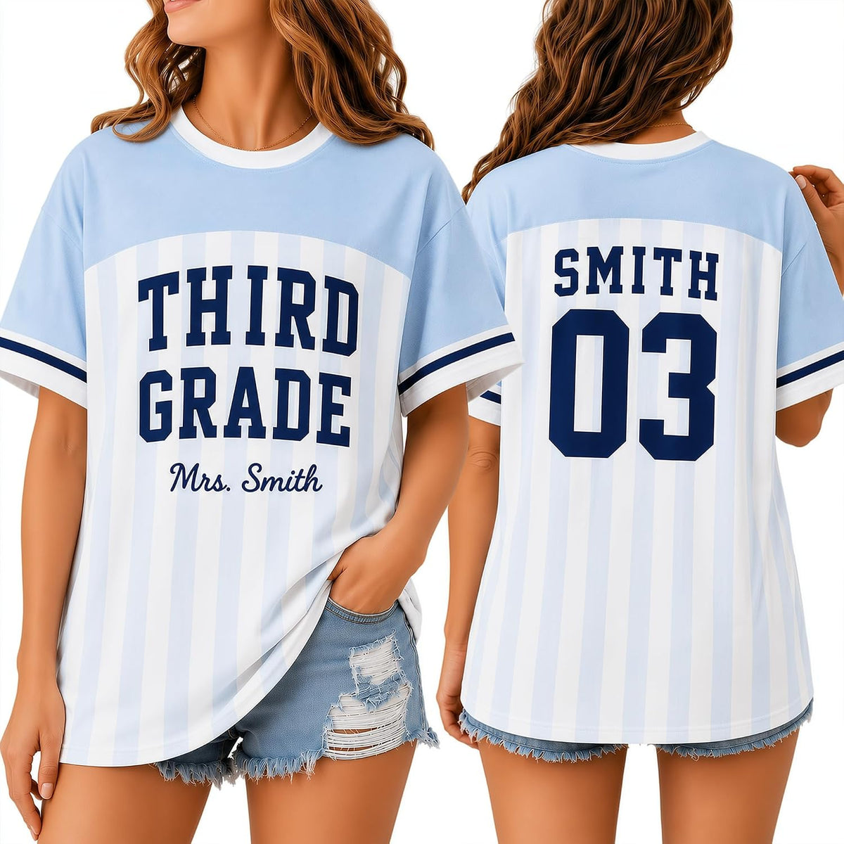 PAGYMO Personalized Teacher Shirt for Women Custom Name Back to School Tees - Wts-353