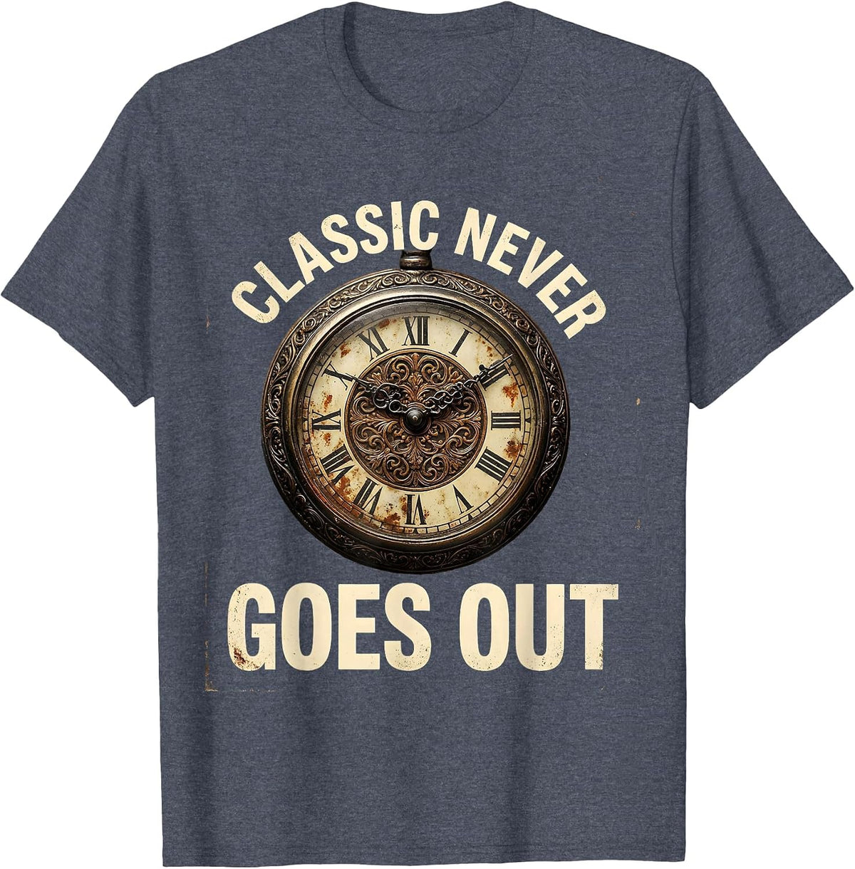 Classic Never Goes Out Retro Vintage Design T-Shirt - Heather Blue