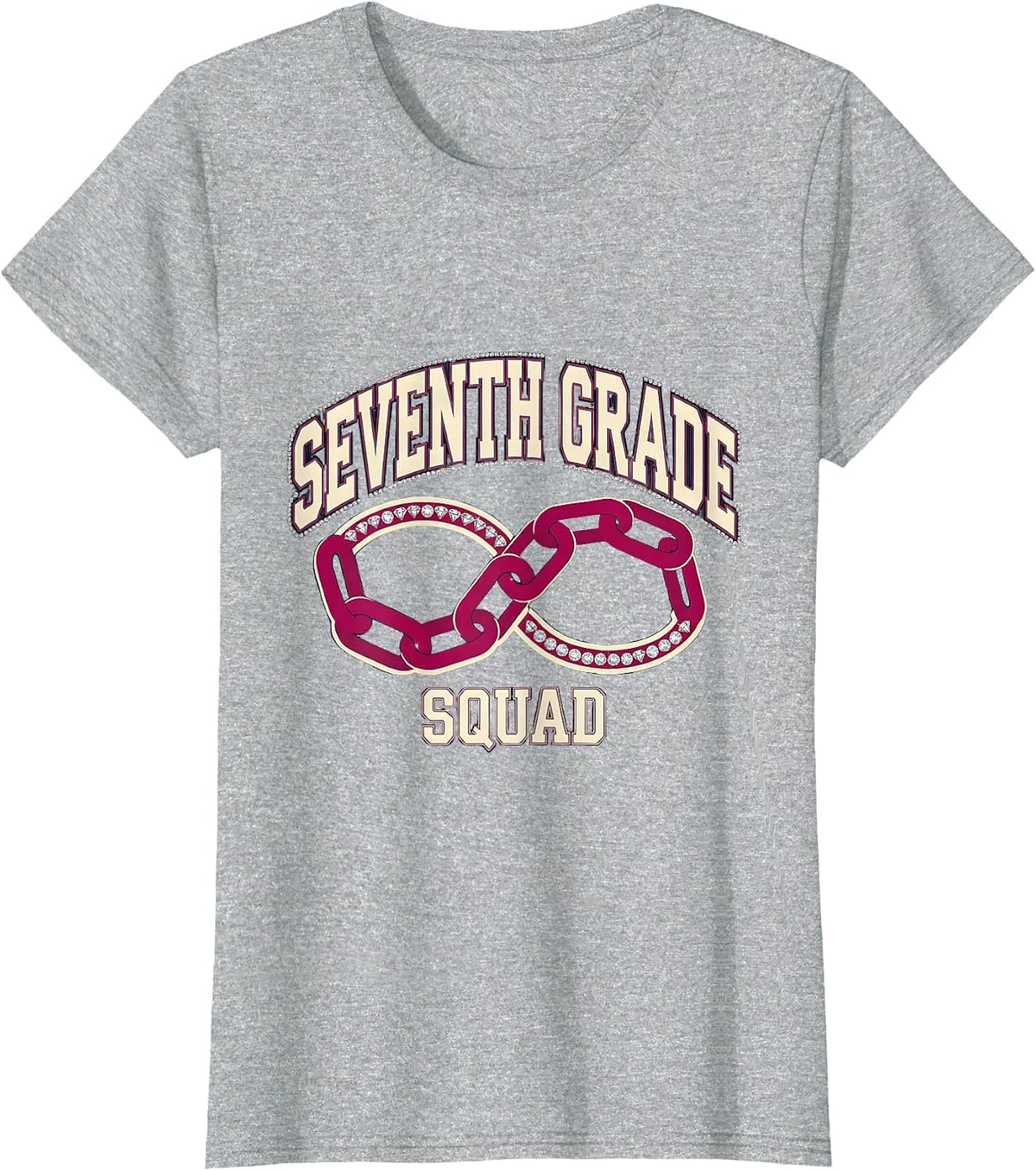 Seventh Grade Squad Sparkle Varsity Teacher Crew First Day T-Shirt - Heather Grey