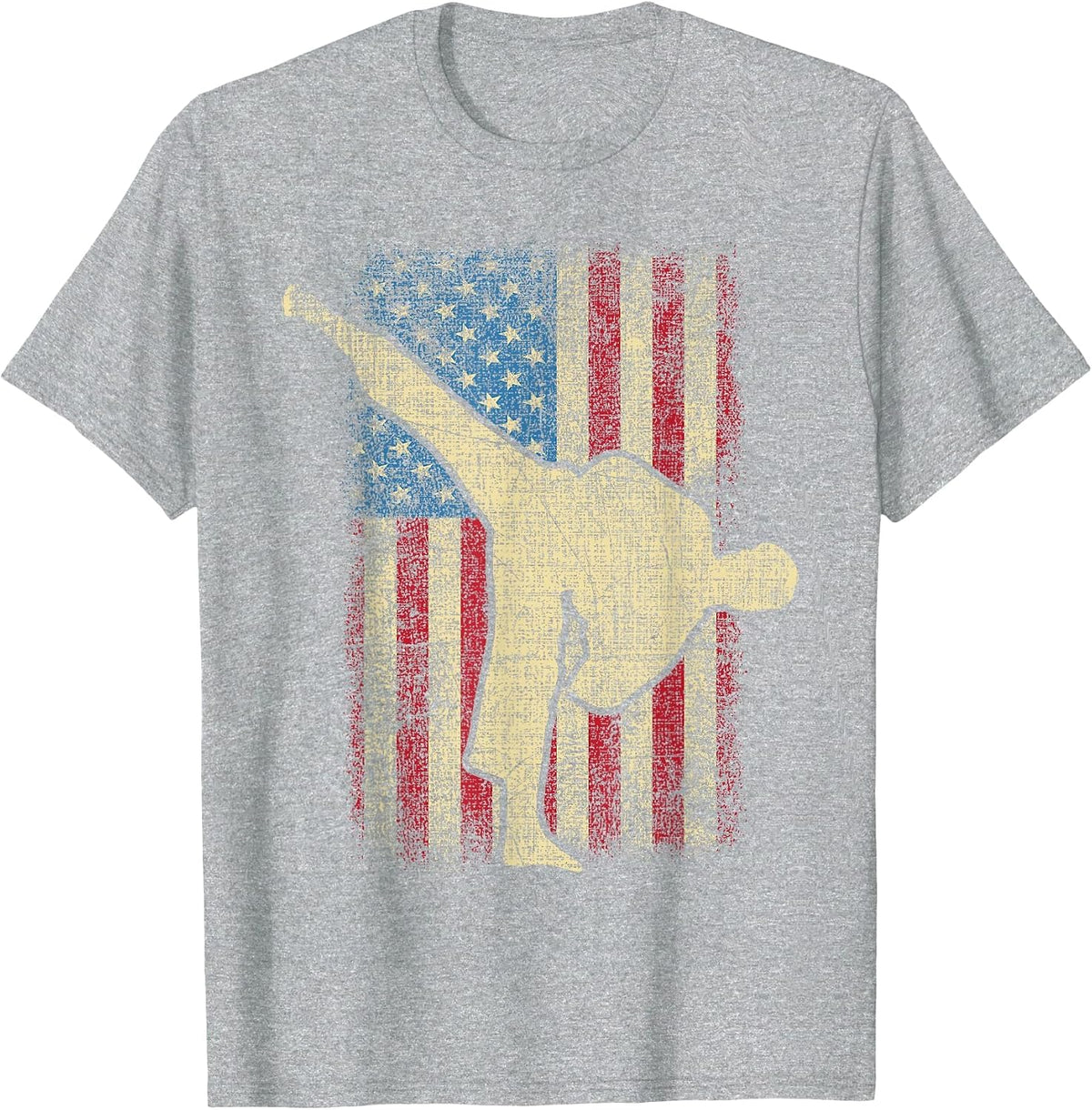 Patriotic USA Flag Karate Taekwondo Mixed Martial Arts MMA T-Shirt - Heather Grey