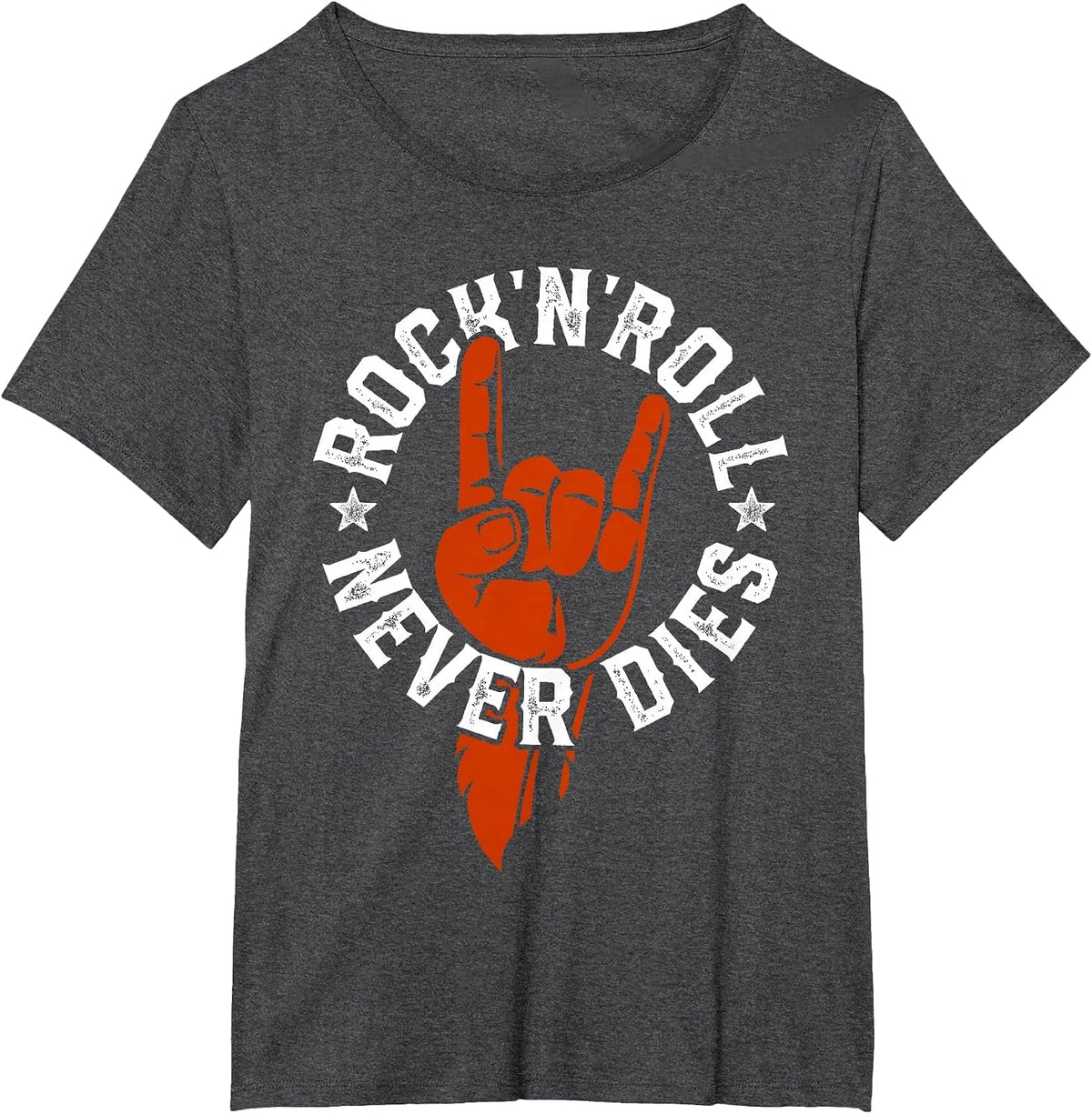 Rock N Roll Never Dies Rock and Roll Heavy Metal Music T-Shirt - Dark Heather Grey