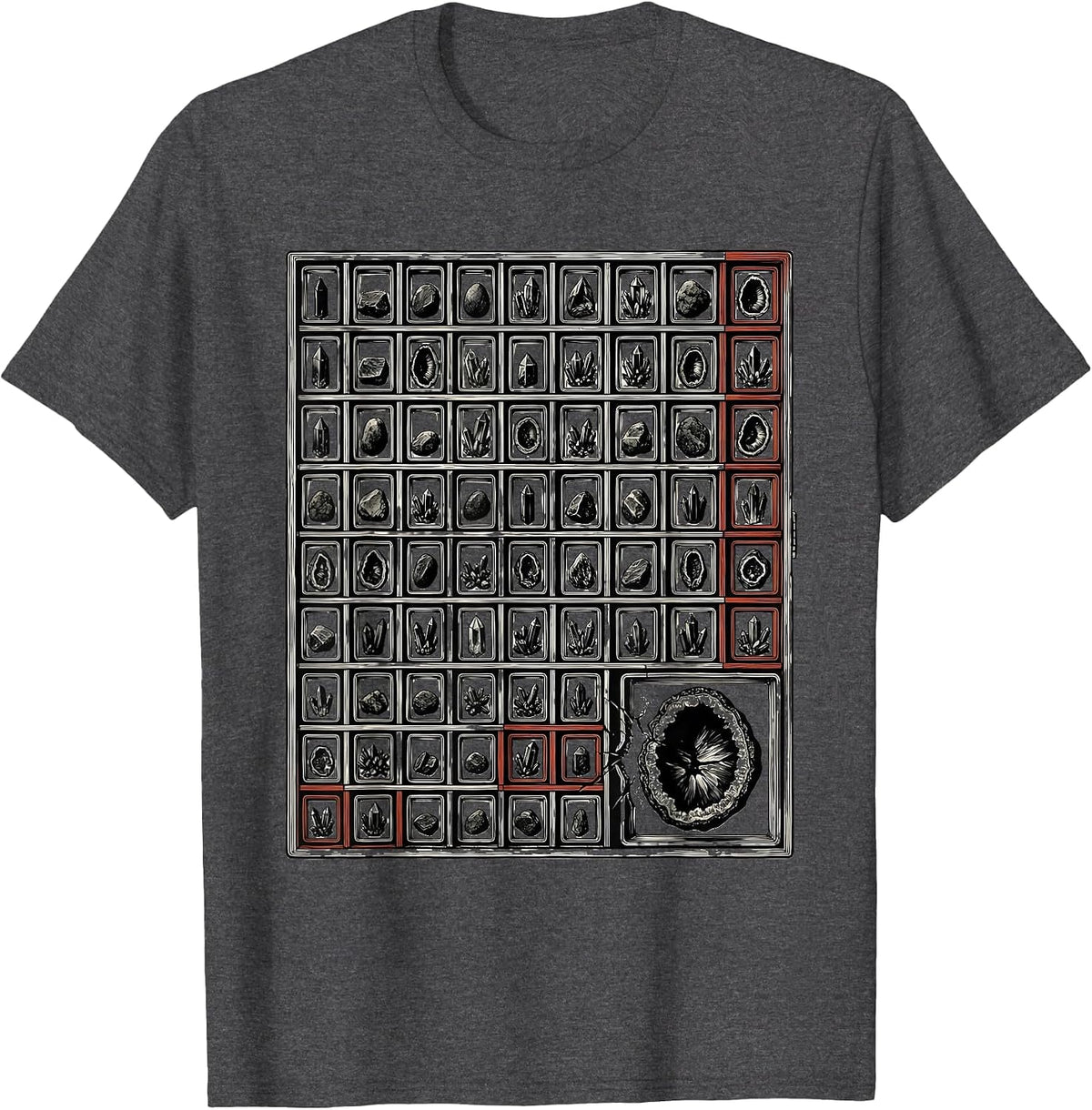 Type Case Mineral Collector Geology Humor Geode Hunter T-Shirt - Dark Heather Grey