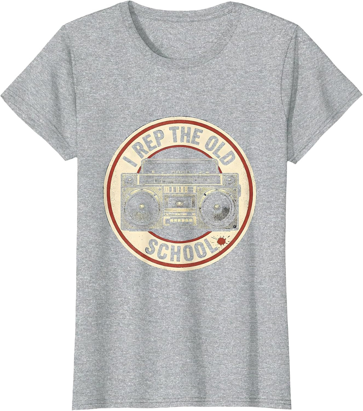I Rep The Old School Vintage Boombox Hip Hop Rap Nostalgia T-Shirt - Heather Grey