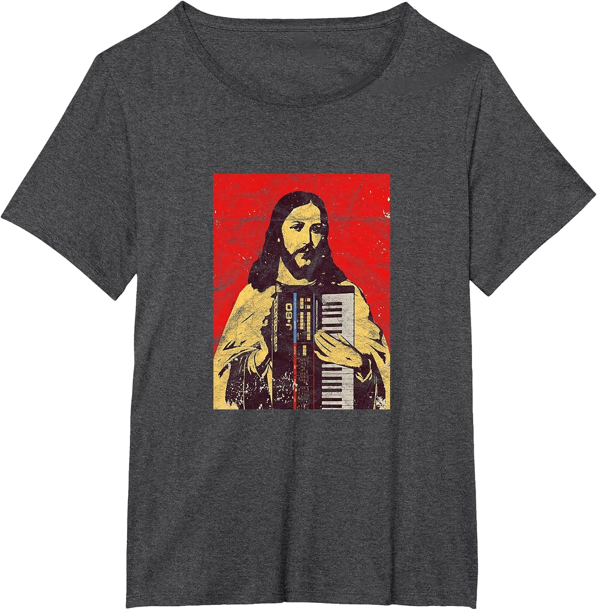 Vintage Holy Synthesizer Analog - Jesus Synth Nerd T-Shirt T-Shirt - Dark Heather Grey