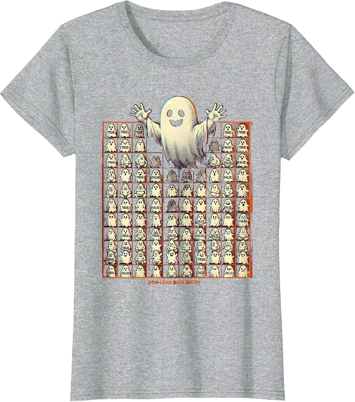 Women's Boo-lean Data Entry Halloween Meme Design T-Shirt - Heather Grey