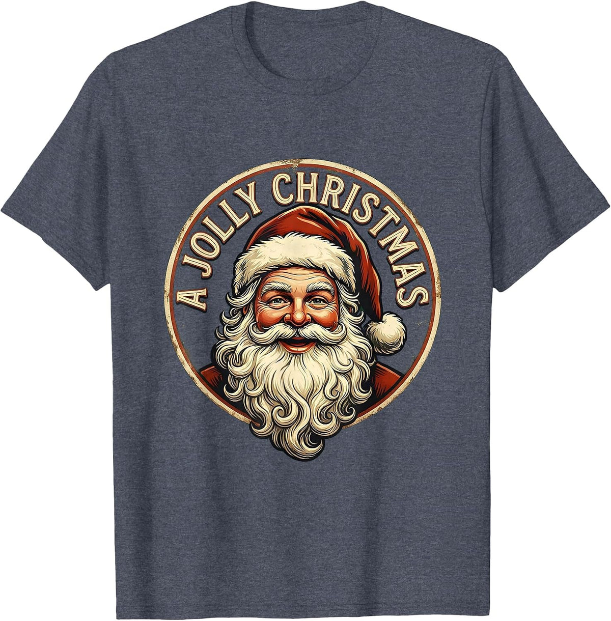 A Jolly Christmas Vintage Santa Claus Face Old Fashioned T-Shirt - Heather Blue