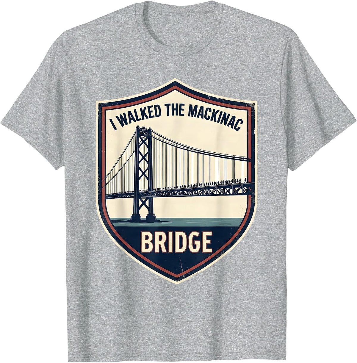 Men's I Walked The Mackinac Bridge Vintage Keepsake Souvenir T-Shirt - Heather Grey