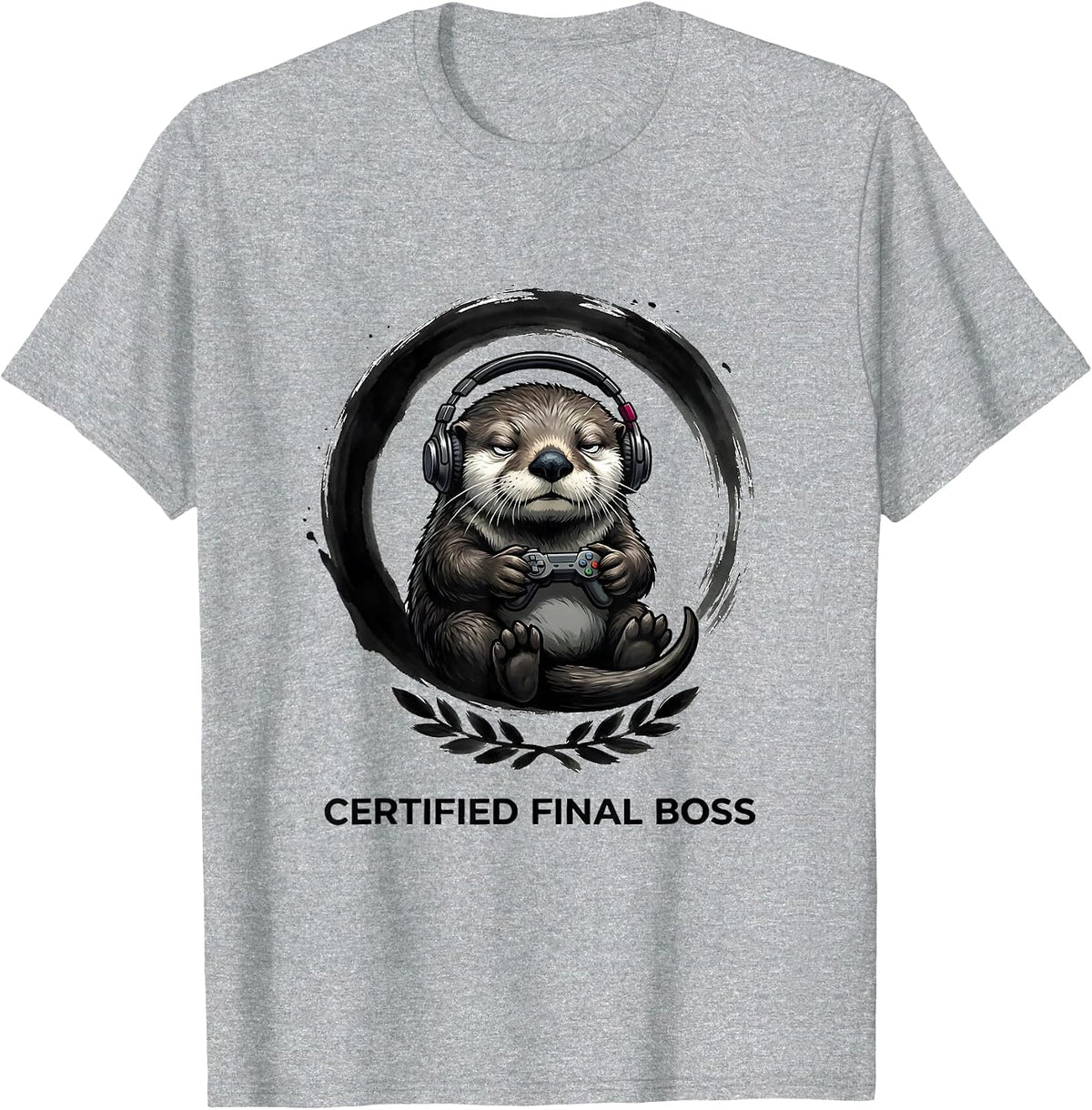 Men's Certified Final Boss Funny Anime Gamer Animal Mascot Otaku T-Shirt - Heather Grey