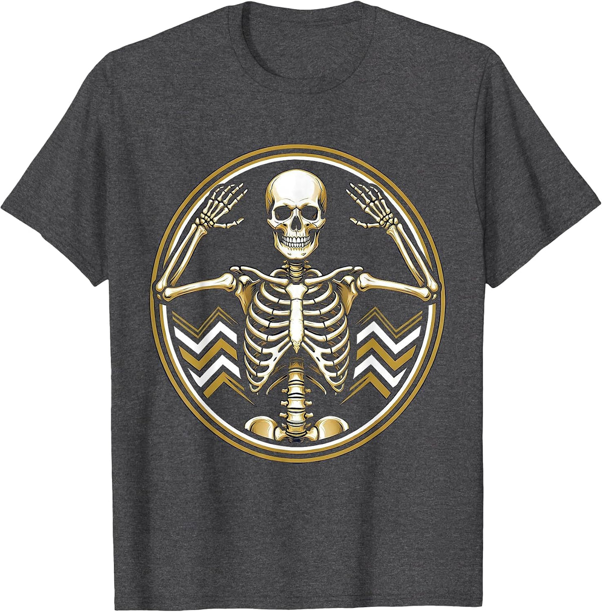 We Do Not Care Club Shrugging Skeleton T-Shirt - Dark Heather Grey