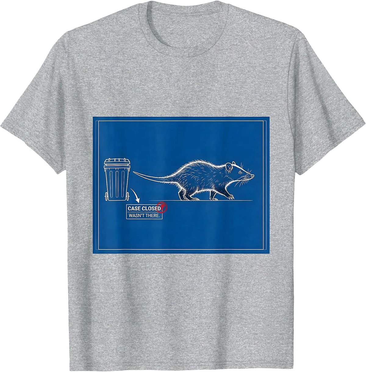 Men's Case Closed Wasn't There Technical Blueprint Opossum Meme T-Shirt - Heather Grey