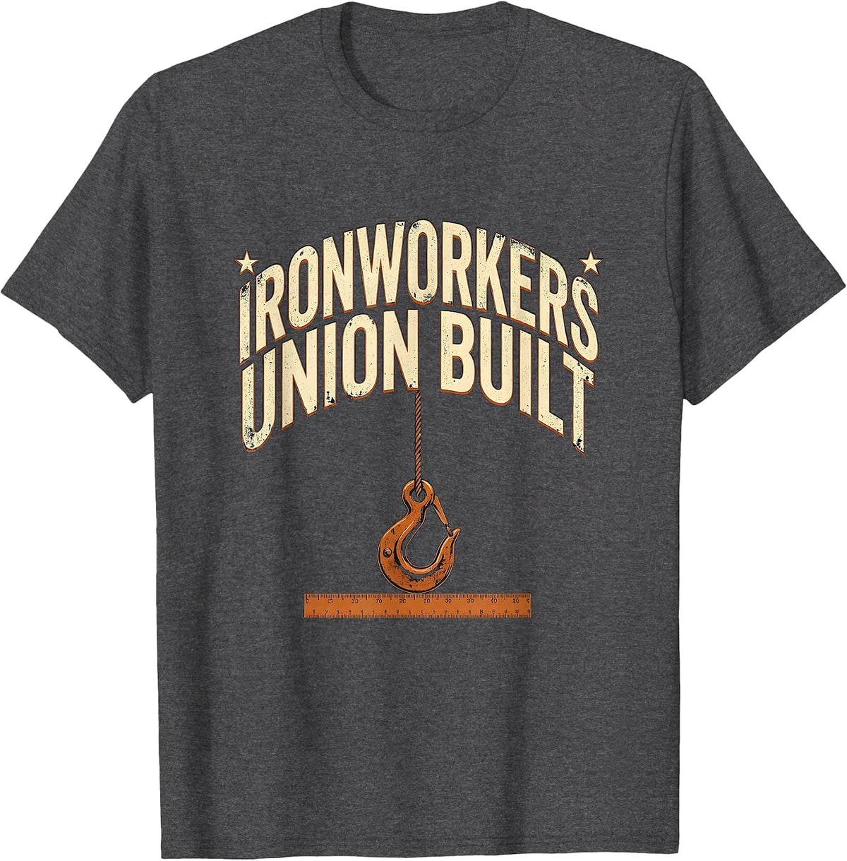 Men's Ironworkers Union Built Heavy Condensed Block Sans Labor T-Shirt - Dark Heather Grey