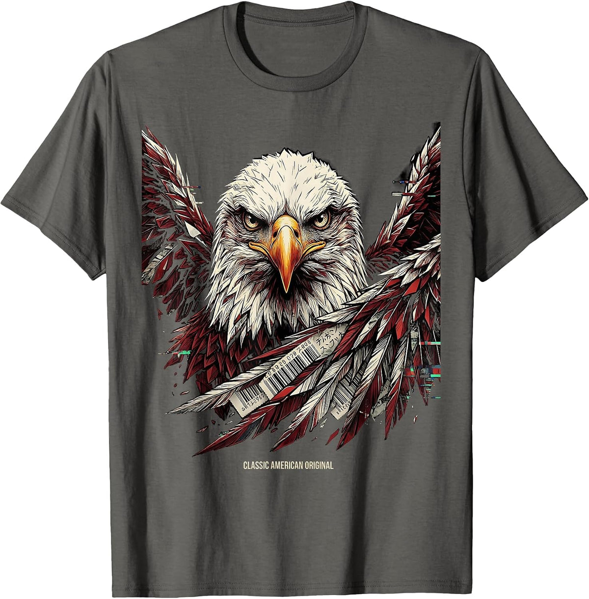 Classic American Original Patriotic Design T-Shirt - Asphalt Grey