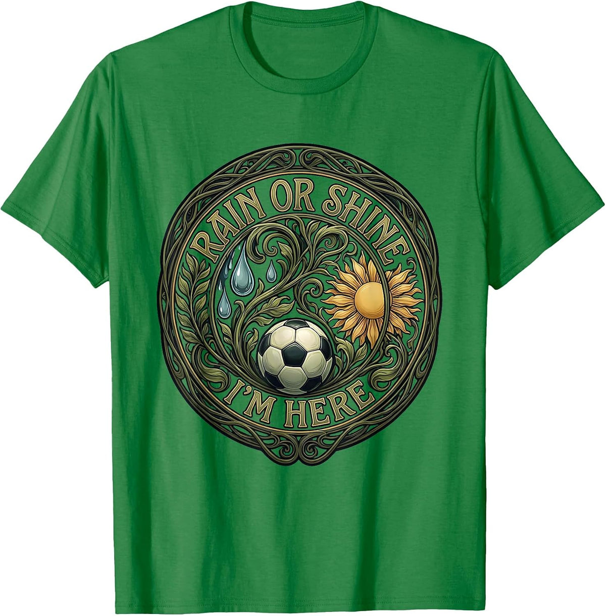 Men's Rain or Shine Soccer Dad Graphic Design T-Shirt - Kelly Green