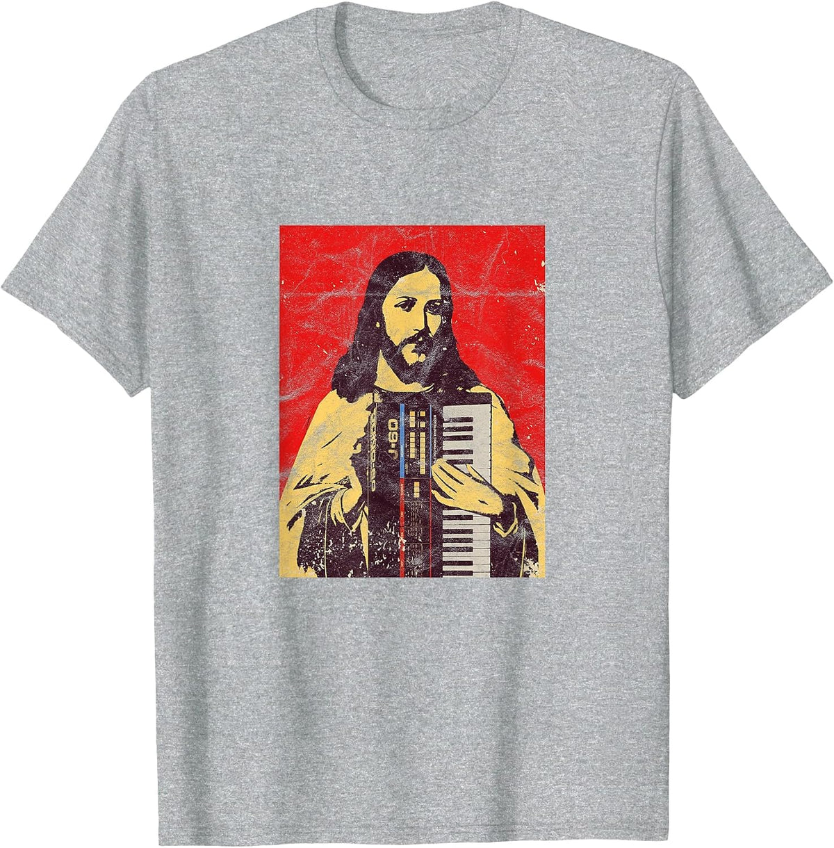 Vintage Holy Synthesizer Analog - Jesus Synth Nerd T-Shirt T-Shirt - Heather Grey
