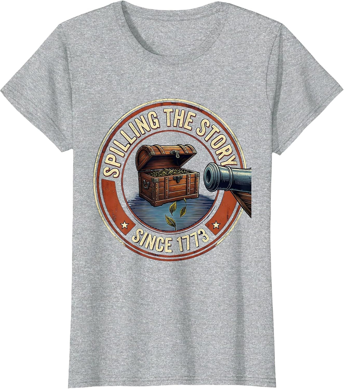 Spilling The Story Since 1773 Patriotic History Teacher T-Shirt - Heather Grey
