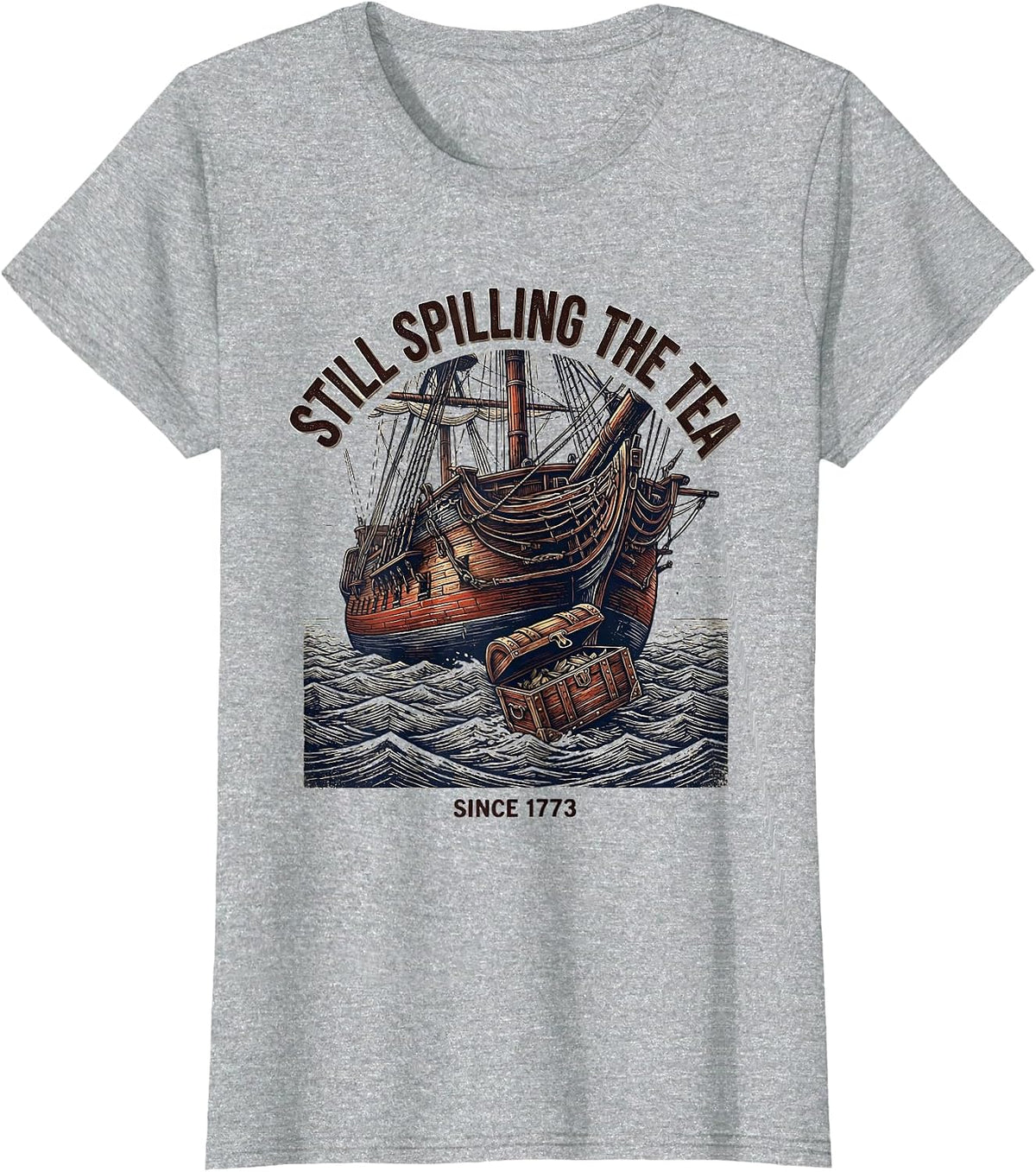 Still Spilling The Tea Since 1773 Vintage History Teacher T-Shirt - Heather Grey