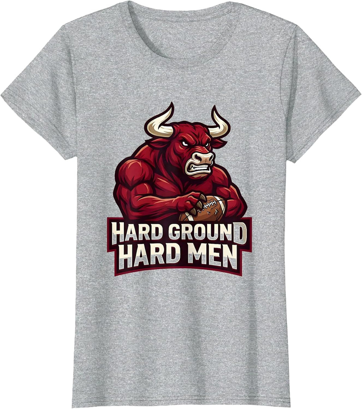 Hard Ground Hard Men Rugby Graphic Design T-Shirt - Heather Grey