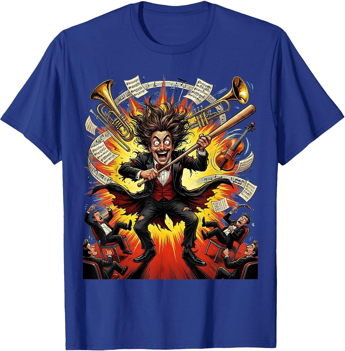 Men's Chaos Coordinator Conductor Exploding Orchestra T-Shirt - Royal Blue