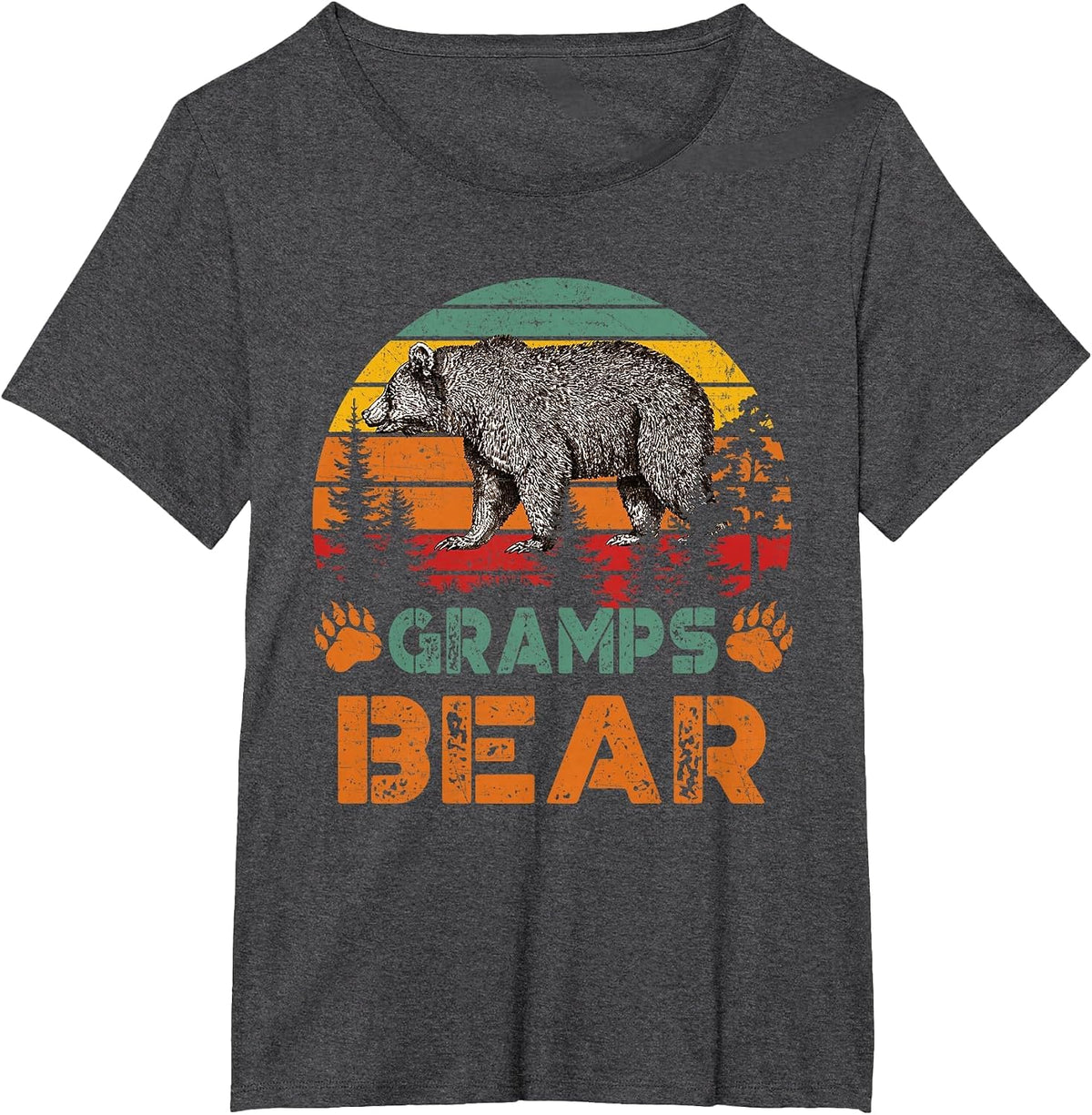 Mens Vintage Gramps Bear T-Shirt Funny Fathers Day T-Shirt - Dark Heather Grey