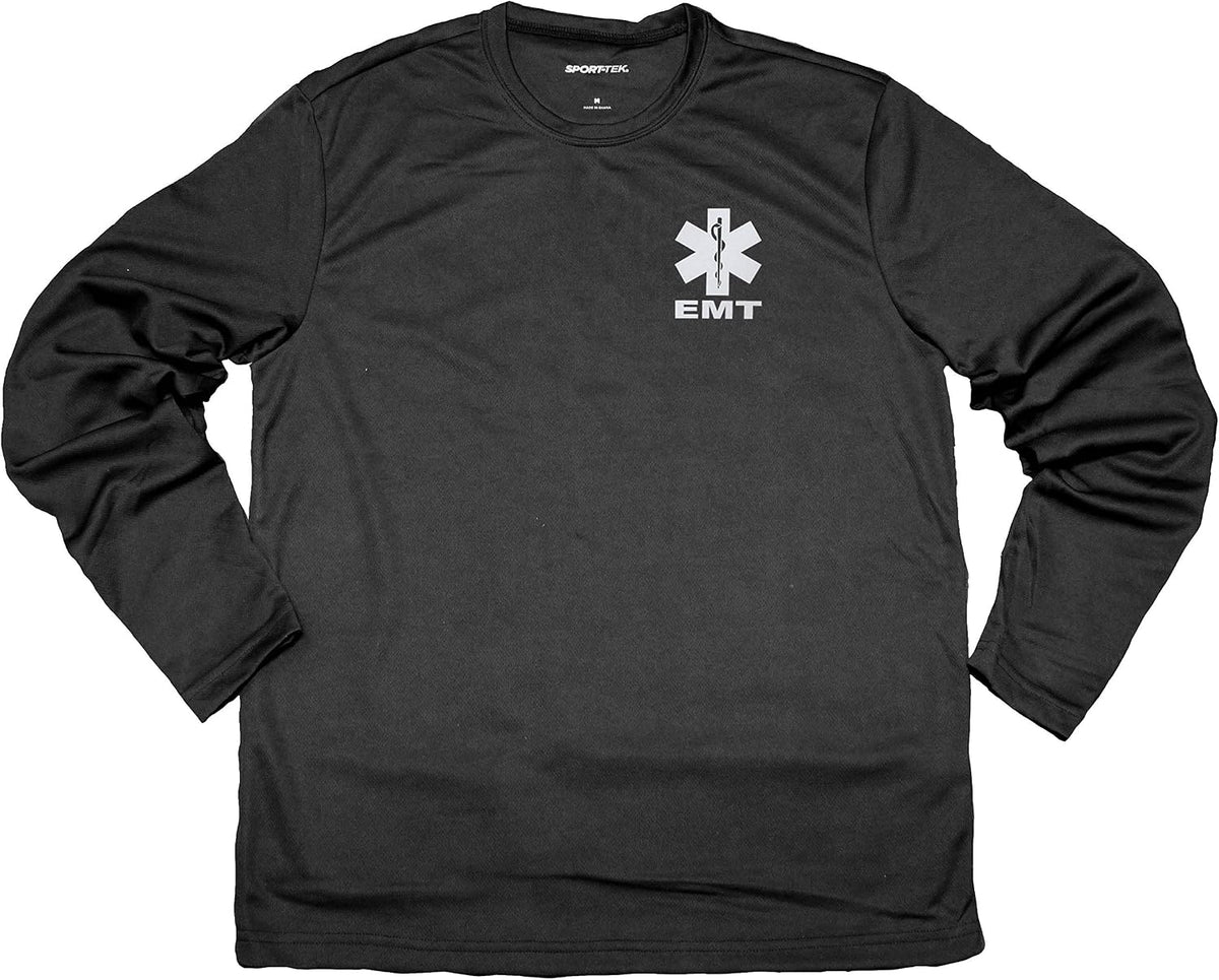 EMT Long Sleeve Moisture Wicking tee with Reflective Decoration - Black