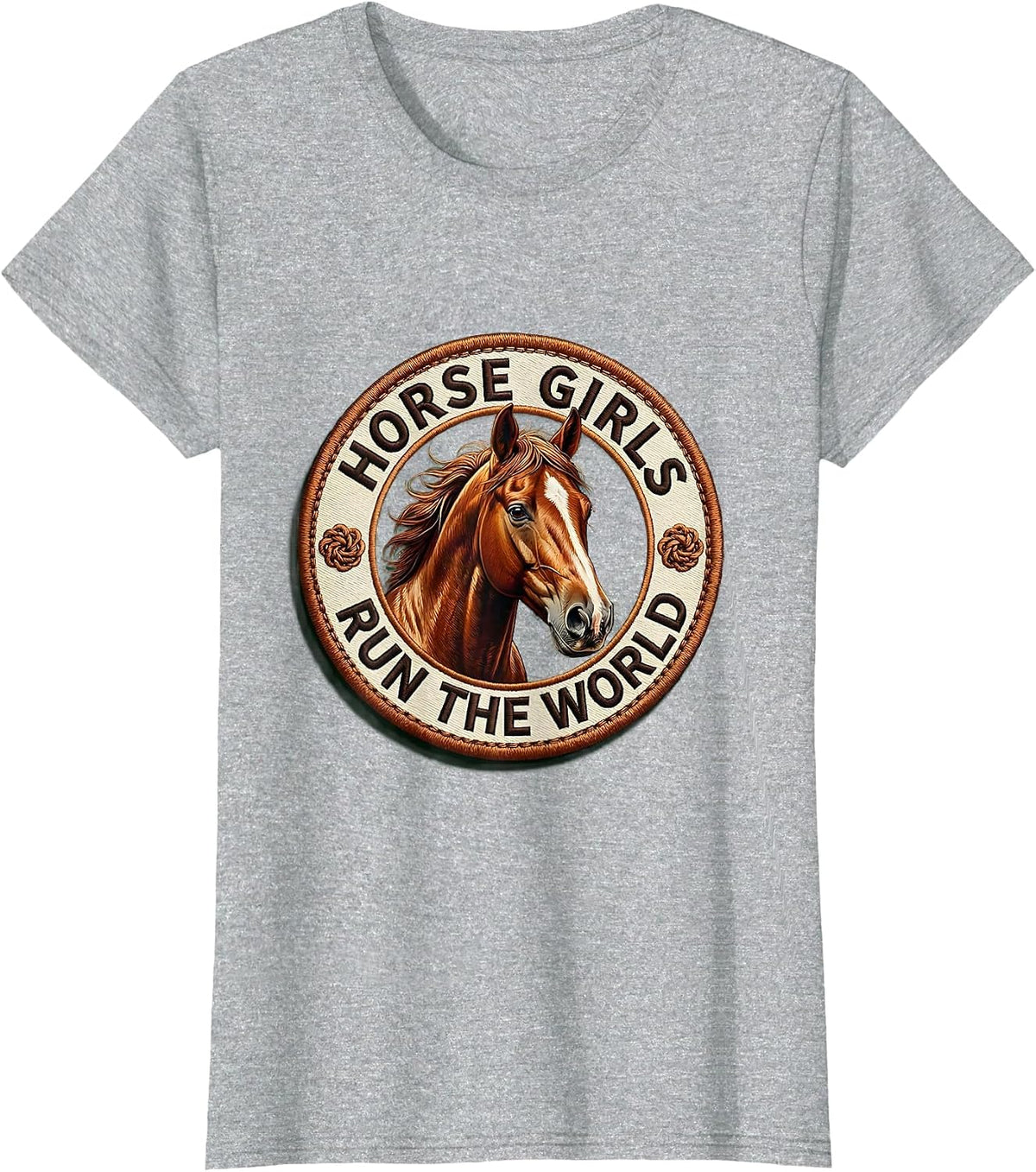 Horse Girls Run The World Equestrian Design T-Shirt - Heather Grey
