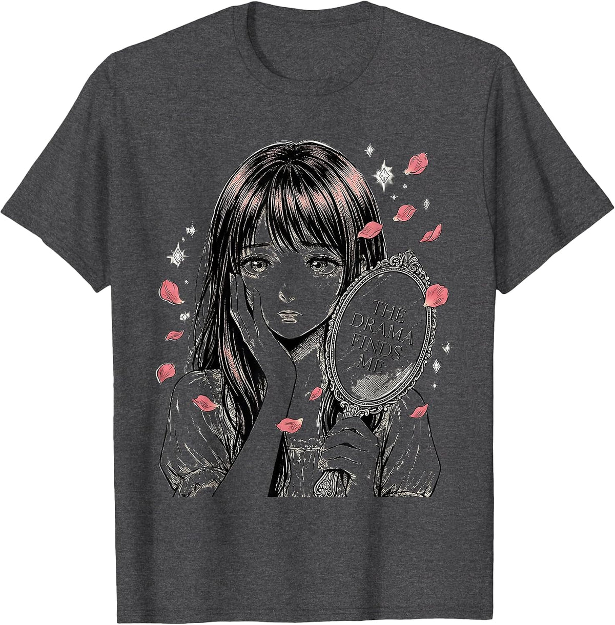 Men's A Little Dramatic The Drama Finds Me Design T-Shirt - Dark Heather Grey