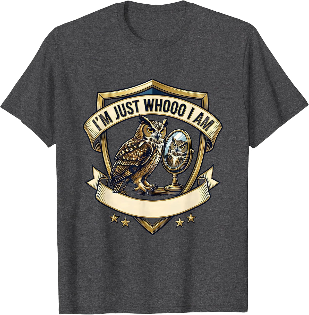 Men's I'm Just Whooo I Am Funny Owl Lover Bird Humor T-Shirt - Dark Heather Grey