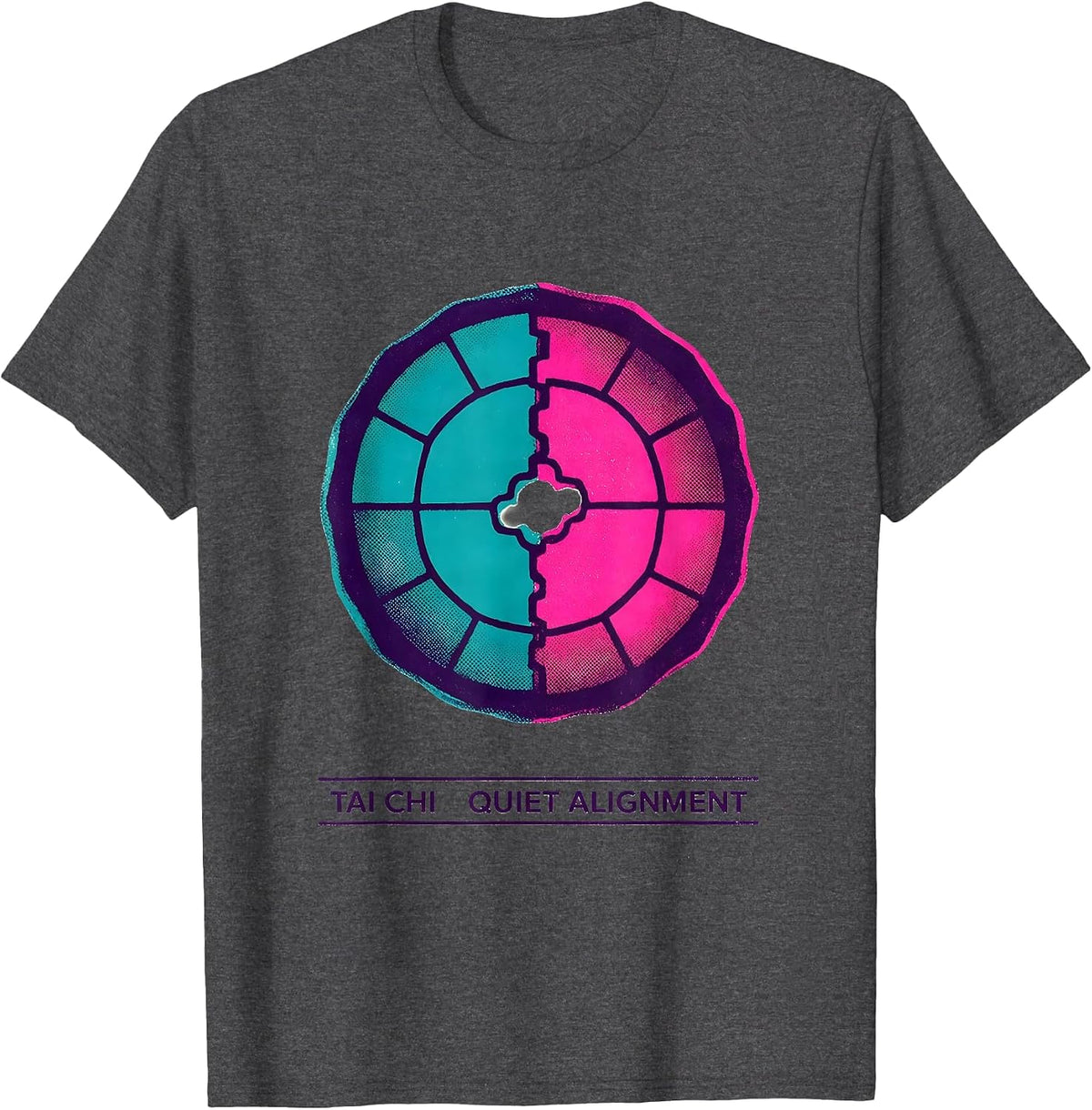 Men's Tai Chi Quiet Alignment Risograph Zen Martial Arts Gift T-Shirt - Dark Heather Grey