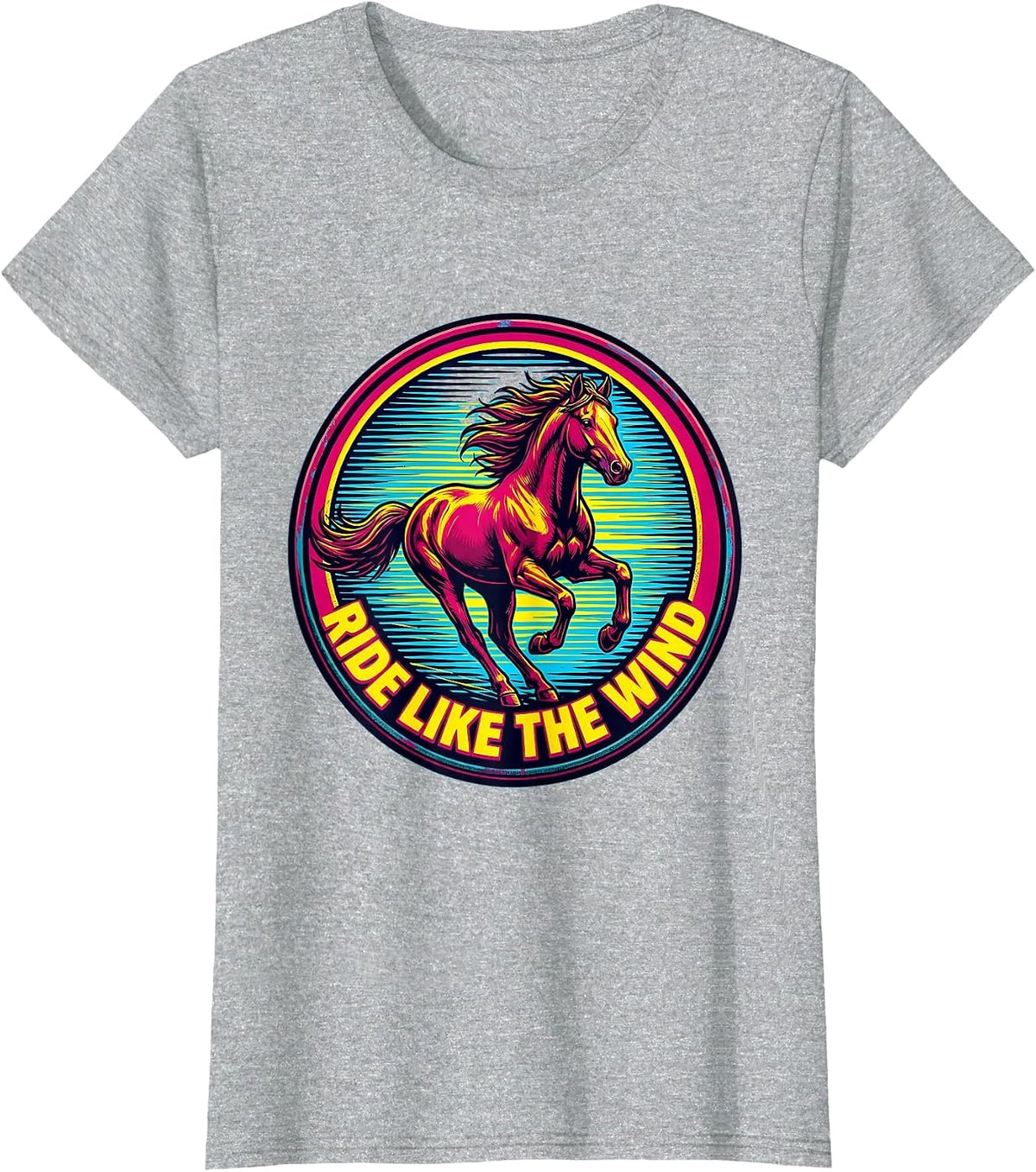 Ride Like the Wind Horse Lover Design T-Shirt - Heather Grey