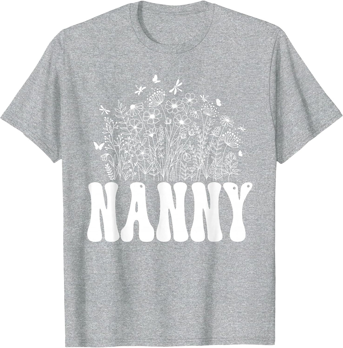 Floral Nanny Tee Wildflower Graphic T-Shirt - Heather Grey