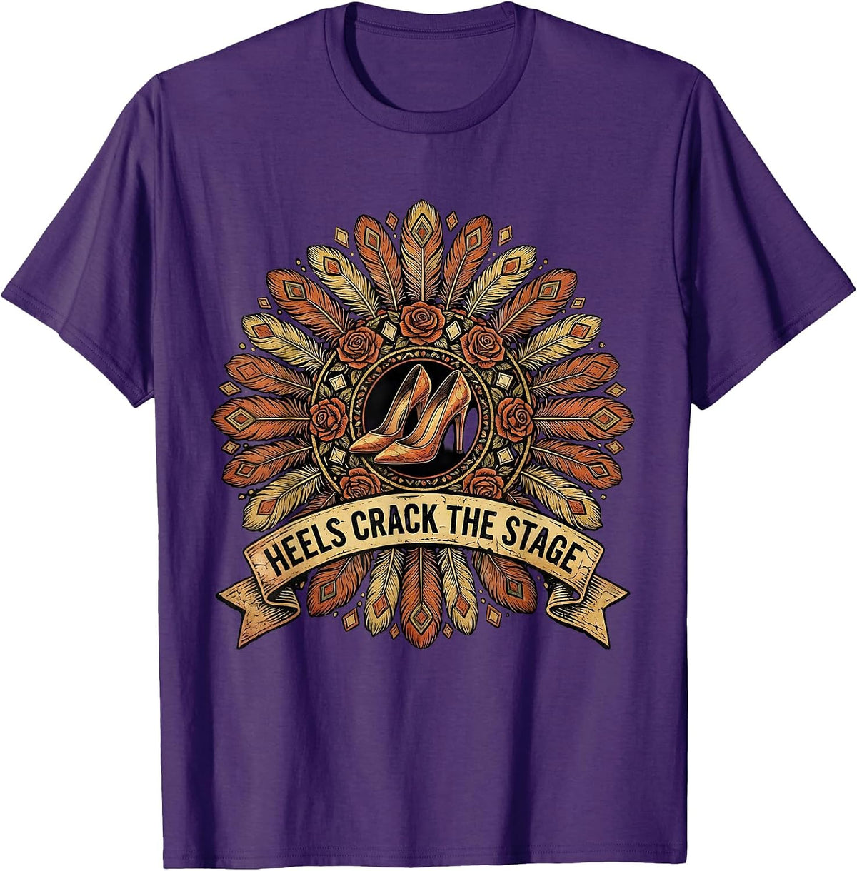 Men's Heels Crack the Stage Showgirl Design T-Shirt - Purple