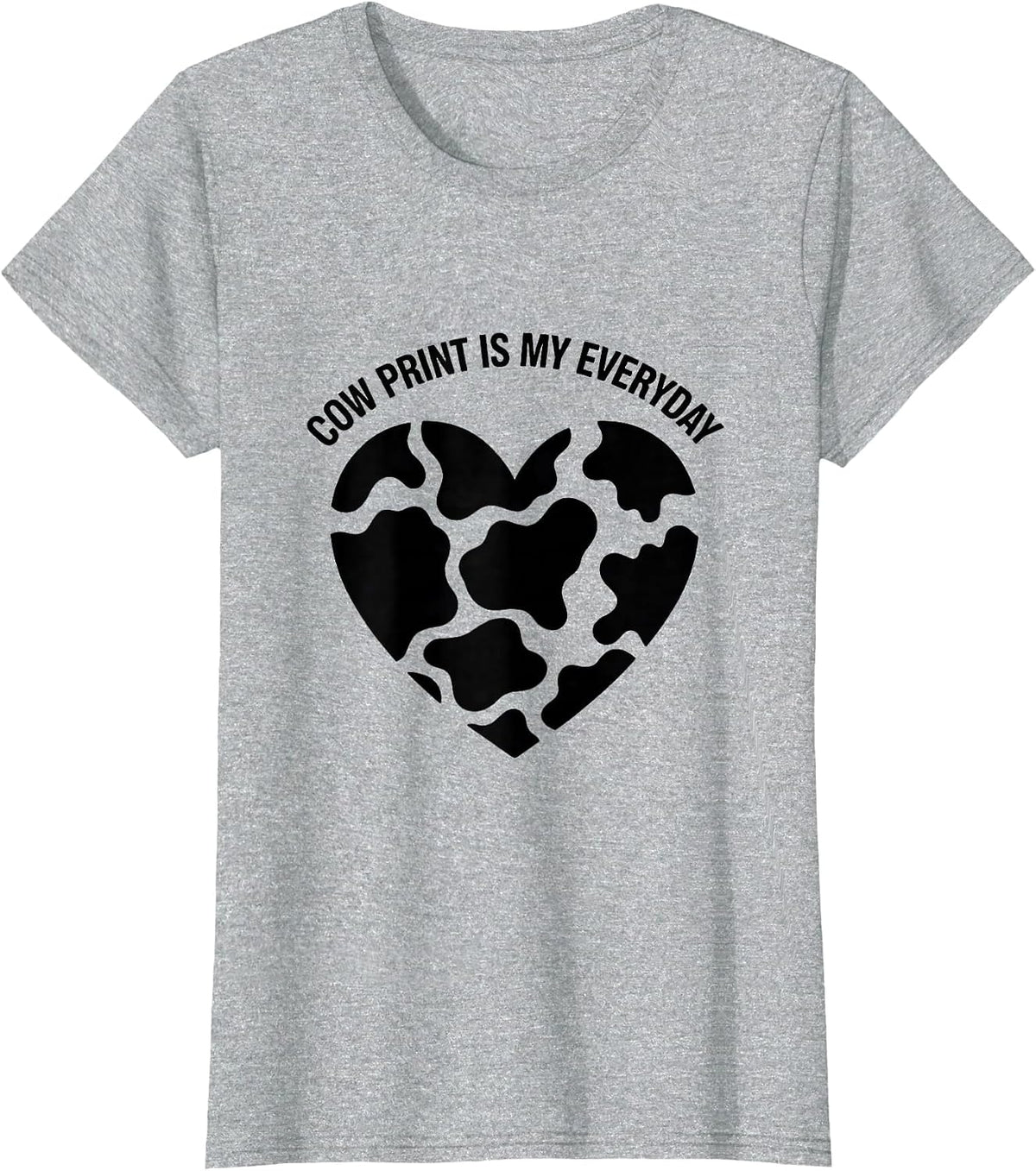 Women's Cow Print Is My Everyday Cute Cow Lover Heart Pattern T-Shirt - Heather Grey