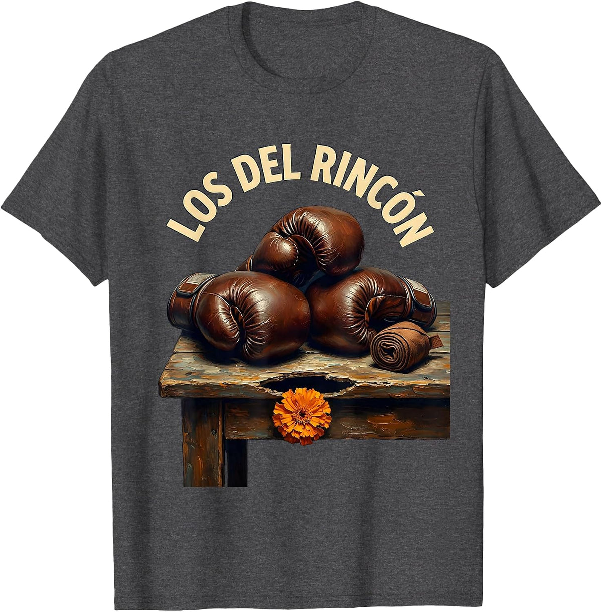 Los Del Rincón Vintage Boxing Glove Día de los Muertos T-Shirt - Dark Heather Grey