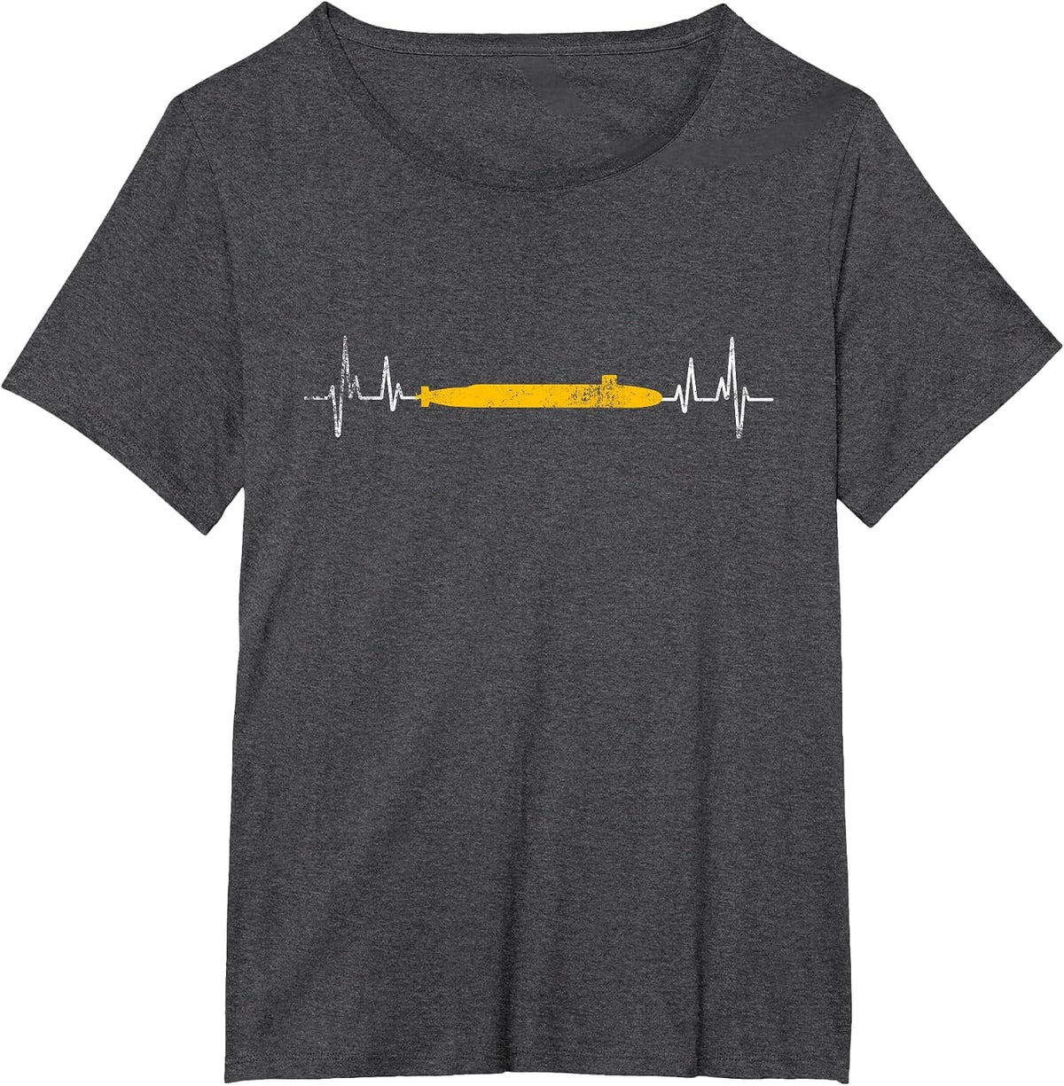 U.S Submarine Heartbeat T Shirt Silent Service Veterans Day T-Shirt - Dark Heather Grey