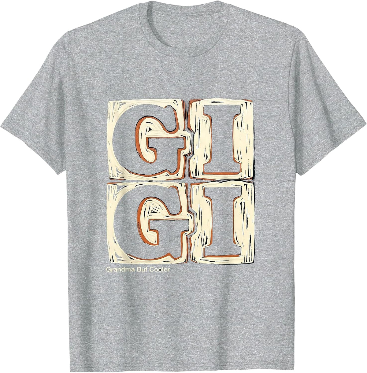 Men's Gigi Grandma But Cooler Linocut Grandma Gift T-Shirt - Heather Grey