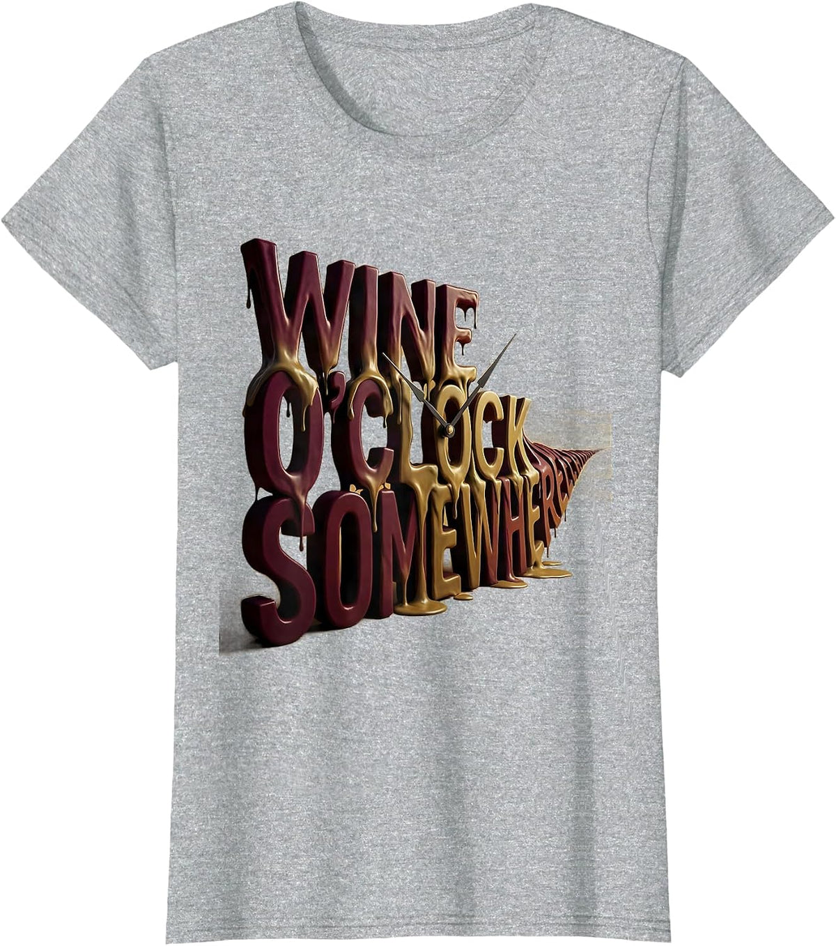 Wine O'Clock Somewhere Funny Wine Lover Design T-Shirt - Heather Grey