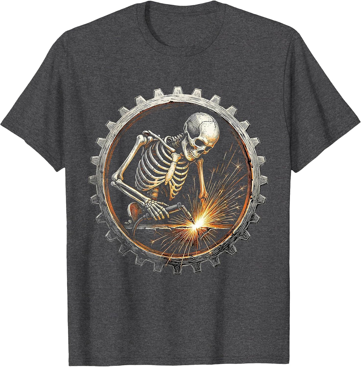Men's Skeleton Welder Glowing Seam Graphic T-Shirt - Dark Heather Grey