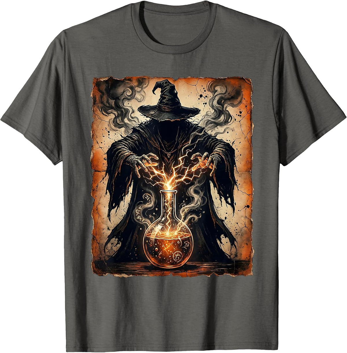 Kids College Wizard Chemistry Spell Illustration T-Shirt - Asphalt Grey