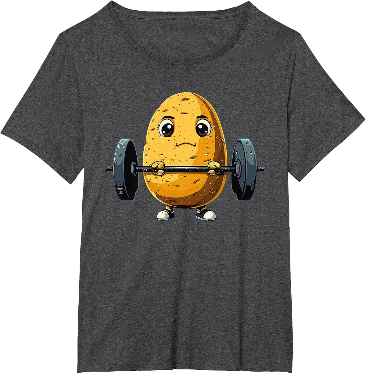 Potato Weightlifting Barbell Workout Potatoes Weightlifter T-Shirt - Dark Heather Grey