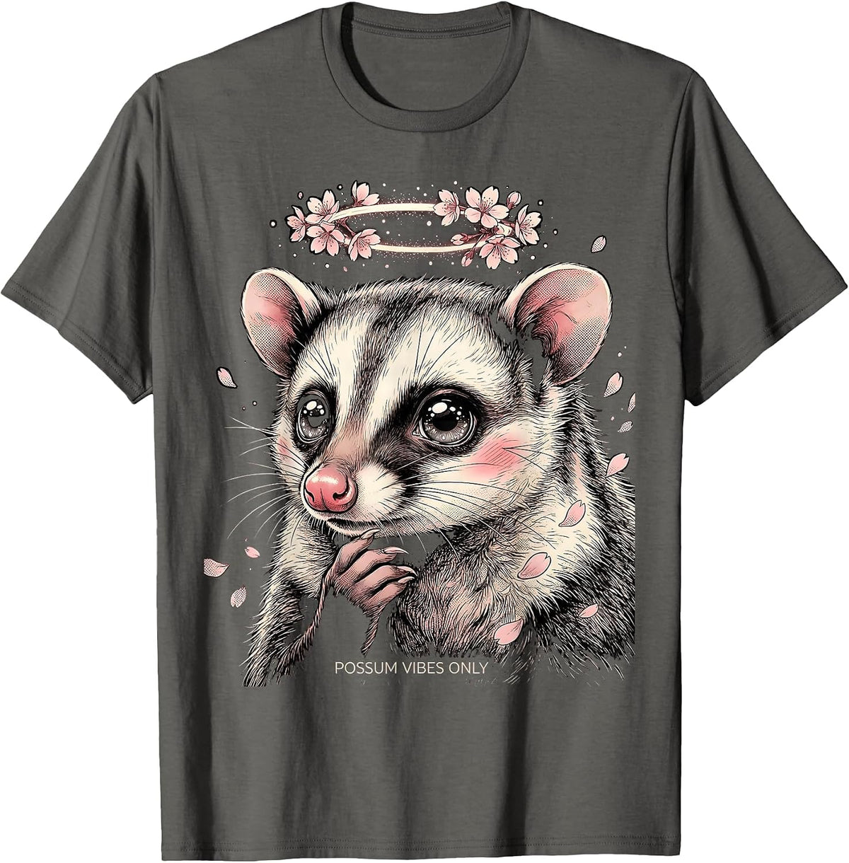 Men's Possum Vibes Only Funny Opossum Design T-Shirt - Asphalt Grey
